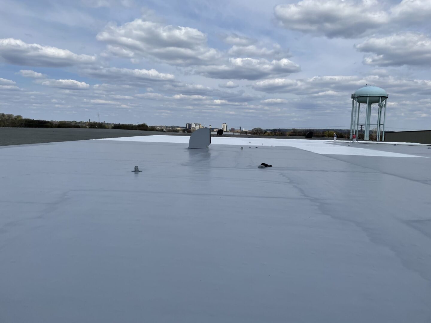 Industrial rooftop with insulation work